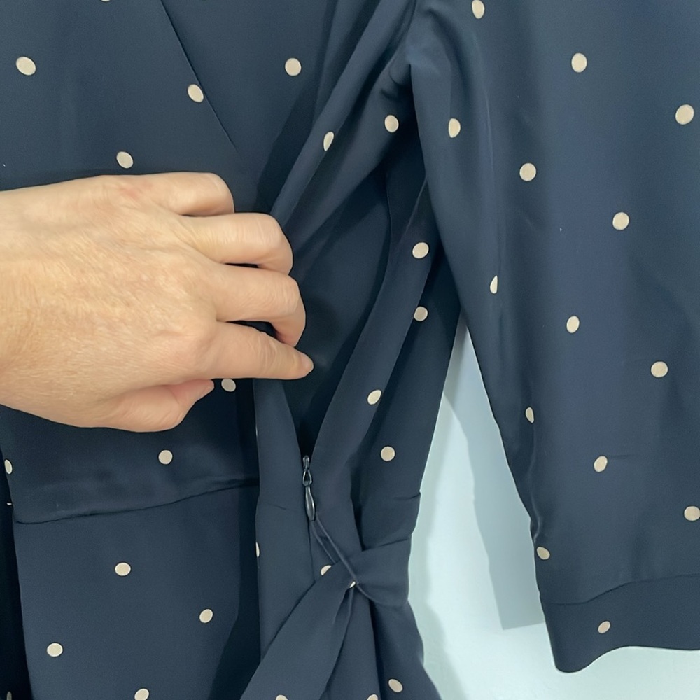 Talbots Navy Polka Dot Midi Dress - Picture 15 of 16